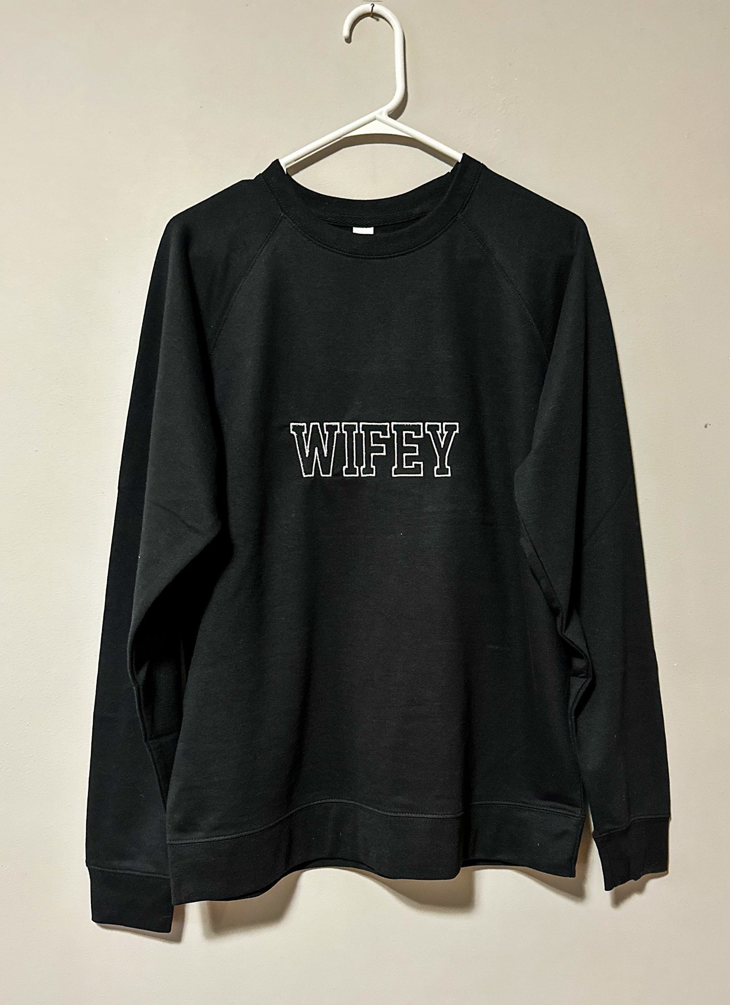 Embroidered "WIFEY" Crewneck Sweater