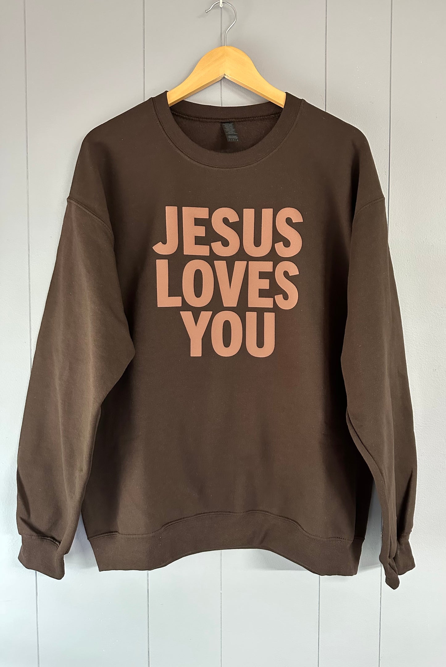 Jesus Loves You Puff Print Crewneck Sweatshirt