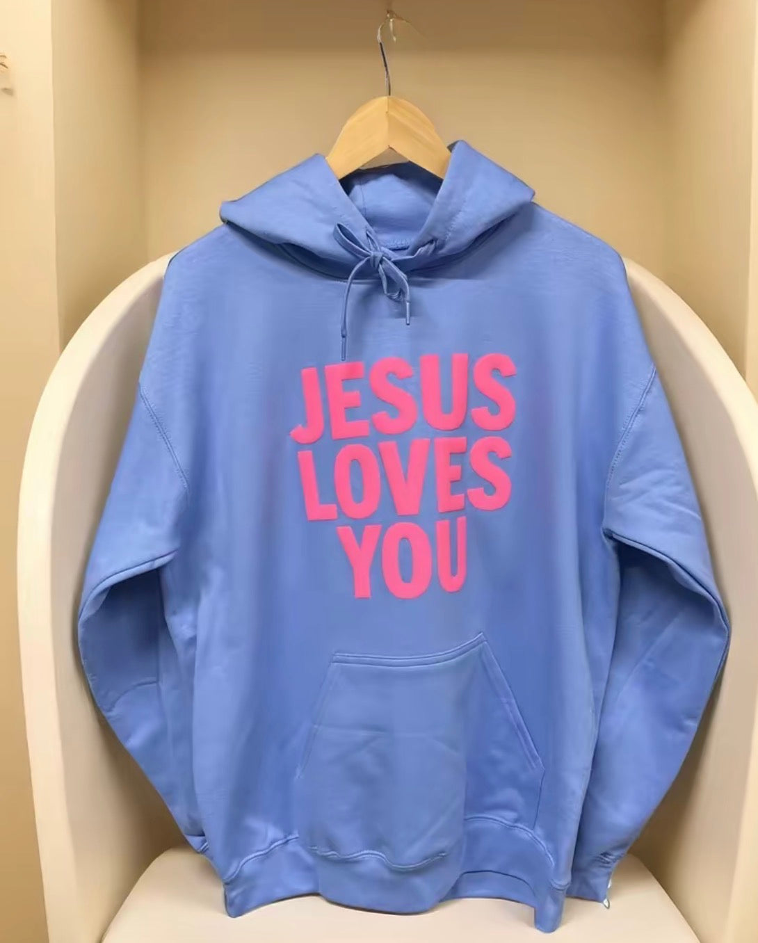 Jesus Loves You Puff Print Hoodie
