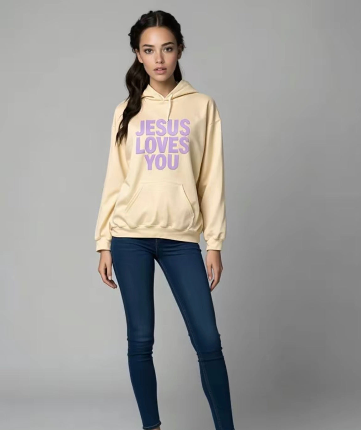 Jesus Loves You Puff Print Hoodie