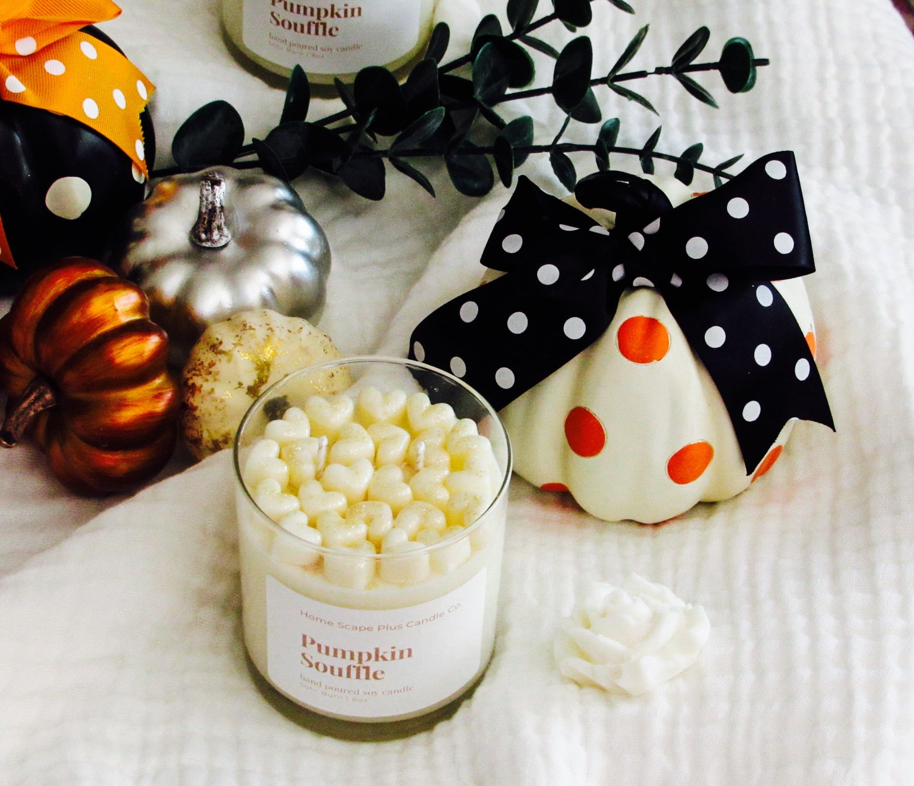 Soy Wax Candle with Hearts Pumpkin Souffle - Home Scape Plus