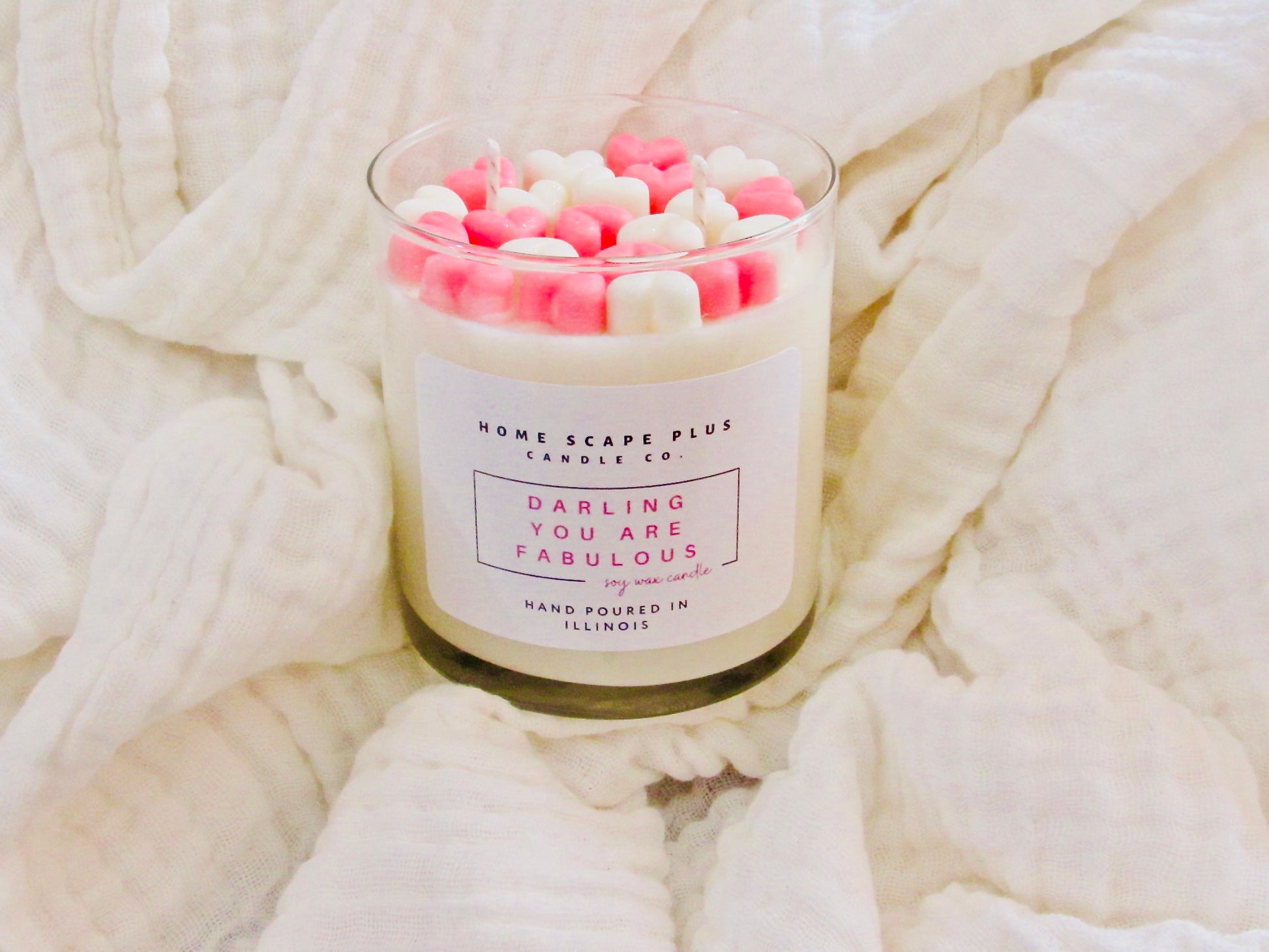 Soy Wax Candle with Hearts - Home Scape Plus